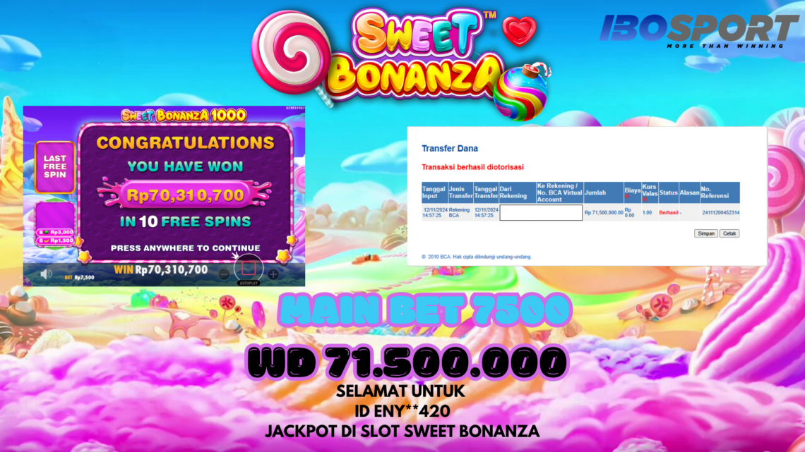 Menang Besar di IBOSPORT Sweet Bonanza! Bukti Nyata Kemenangan Member ID ENYxx420